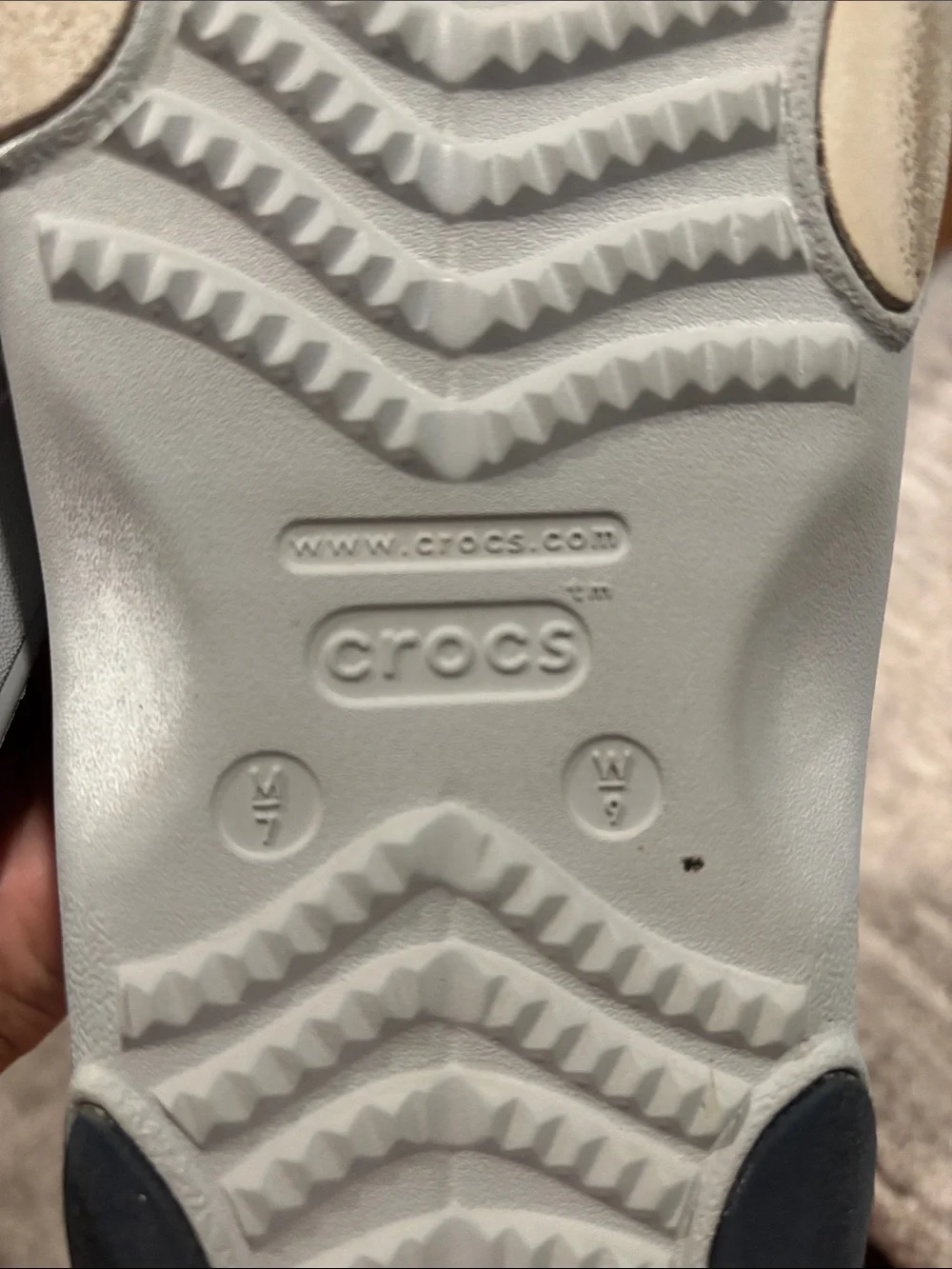CROCS Silver Foam Flip-Flops men 7 women’s 9